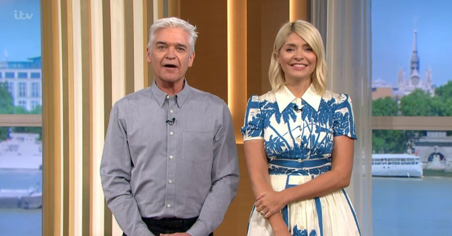 Phillip Schofield and Holly Willoughby in blue and cream dress on This Morning today May 5, 2022