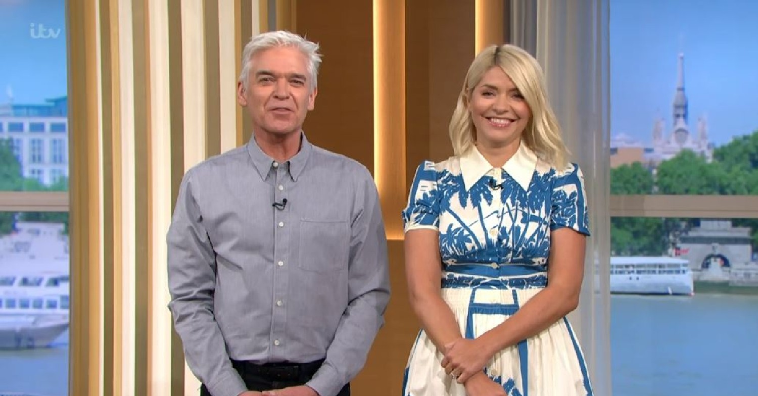 Phillip Schofield and Holly Willoughby in blue and cream dress on This Morning today May 5, 2022