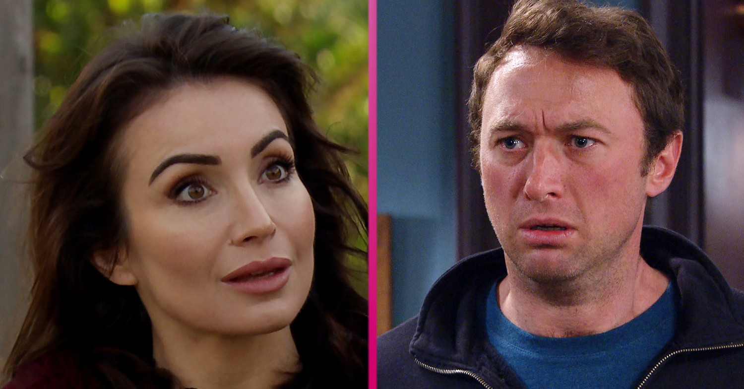 Leyla and Liam looking shocked and upset in Emmerdale