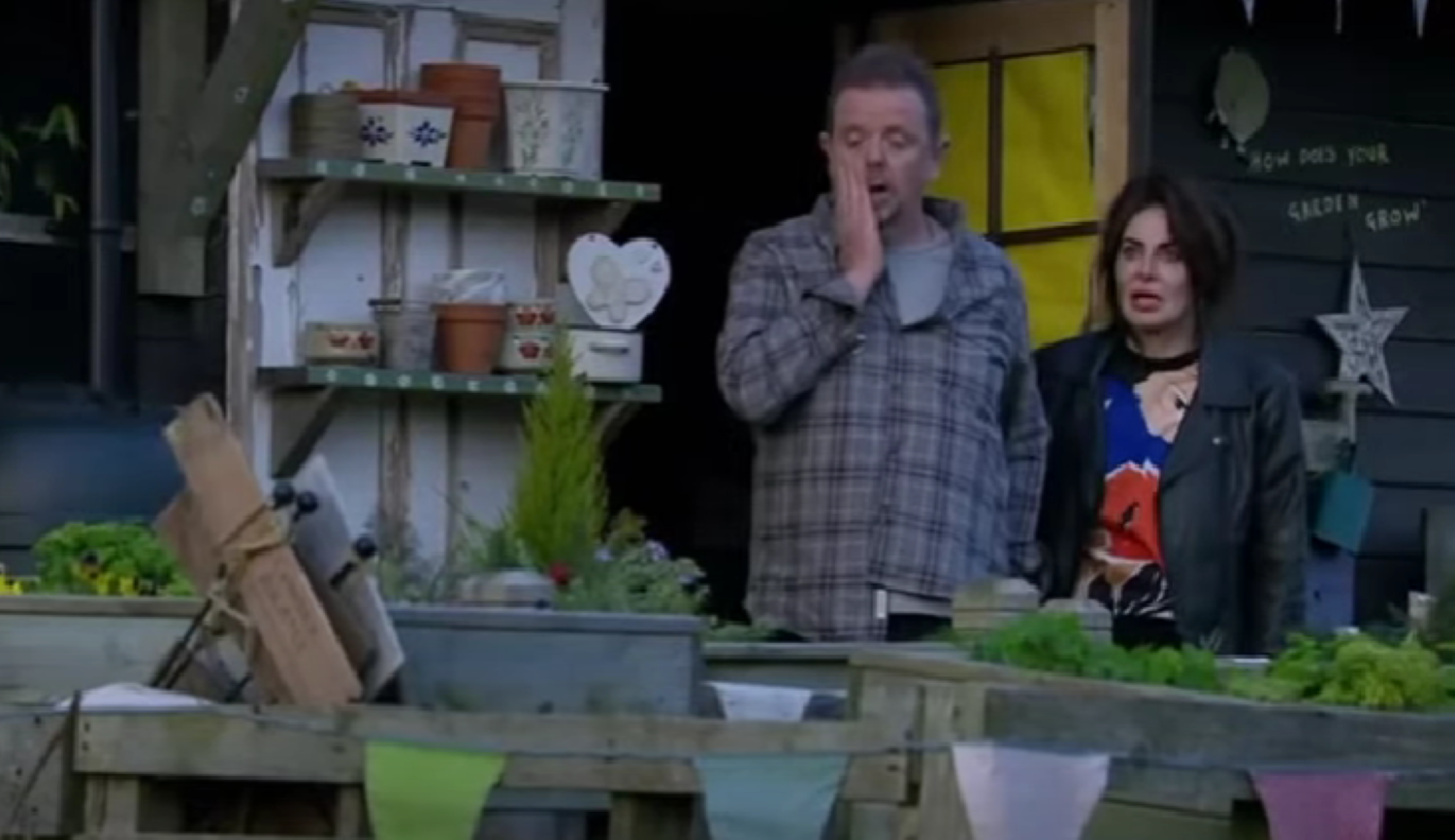 Dan and Faith in the allotment shed in Emmerdale 
