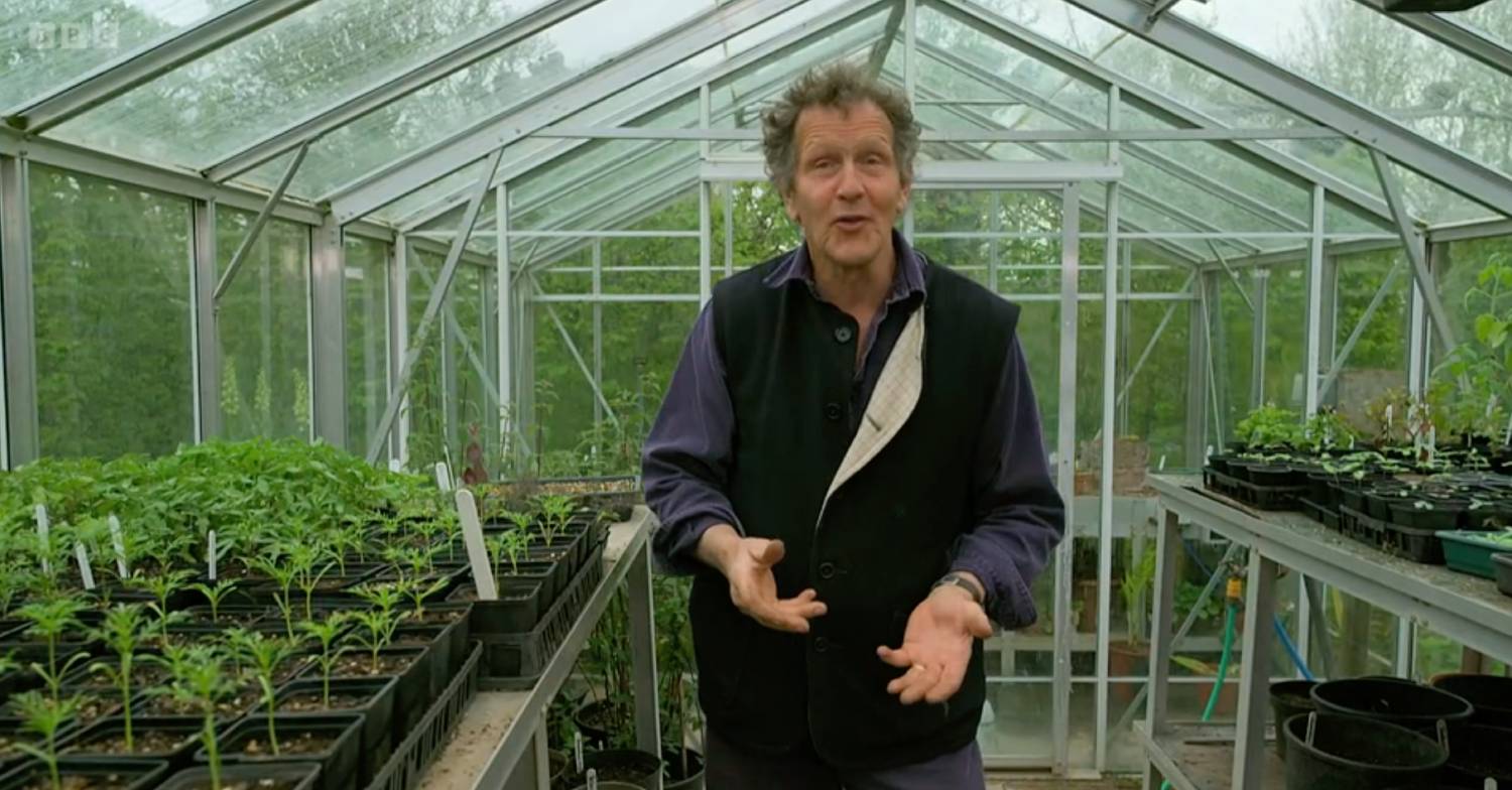 Monty Don speaks to Gardeners' World viewers from his greenhouse
