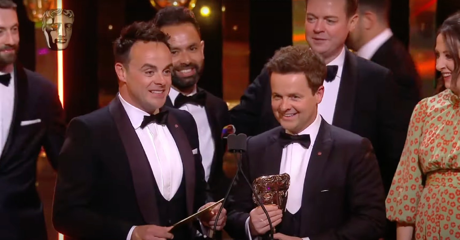 Ant and Dec making a speech at the baftas