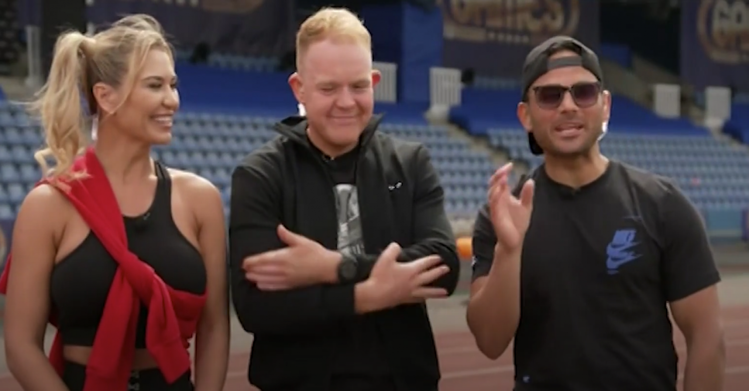 Ryan Thomas, Christine McGuinnnes and Colson Smith on the running track