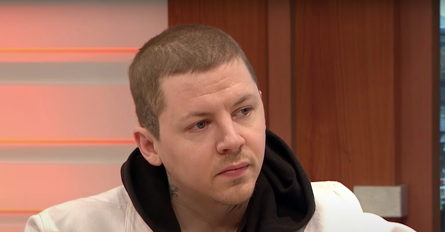 Professor Green frowning on Good Morning Britain