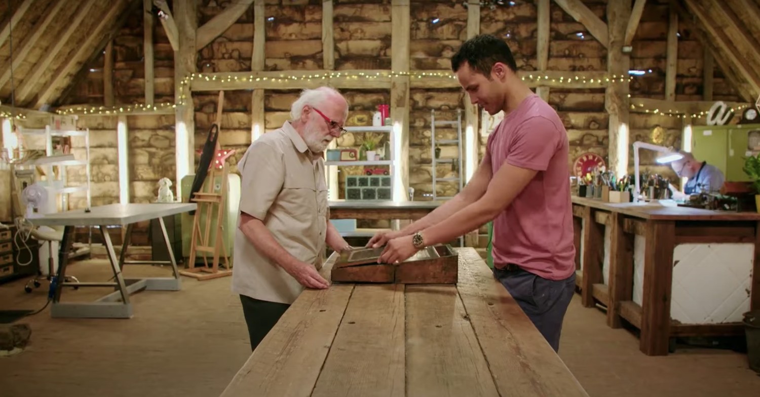 Will Kirk repairing a wooden box on The Repair Shop