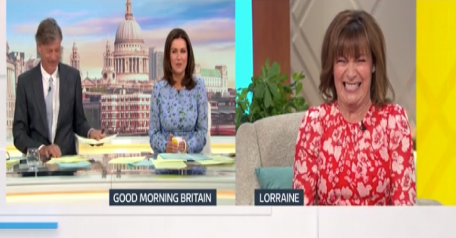 Lorraine Kelly giggles as she speaks to Richard Madeley and Susanna Reid