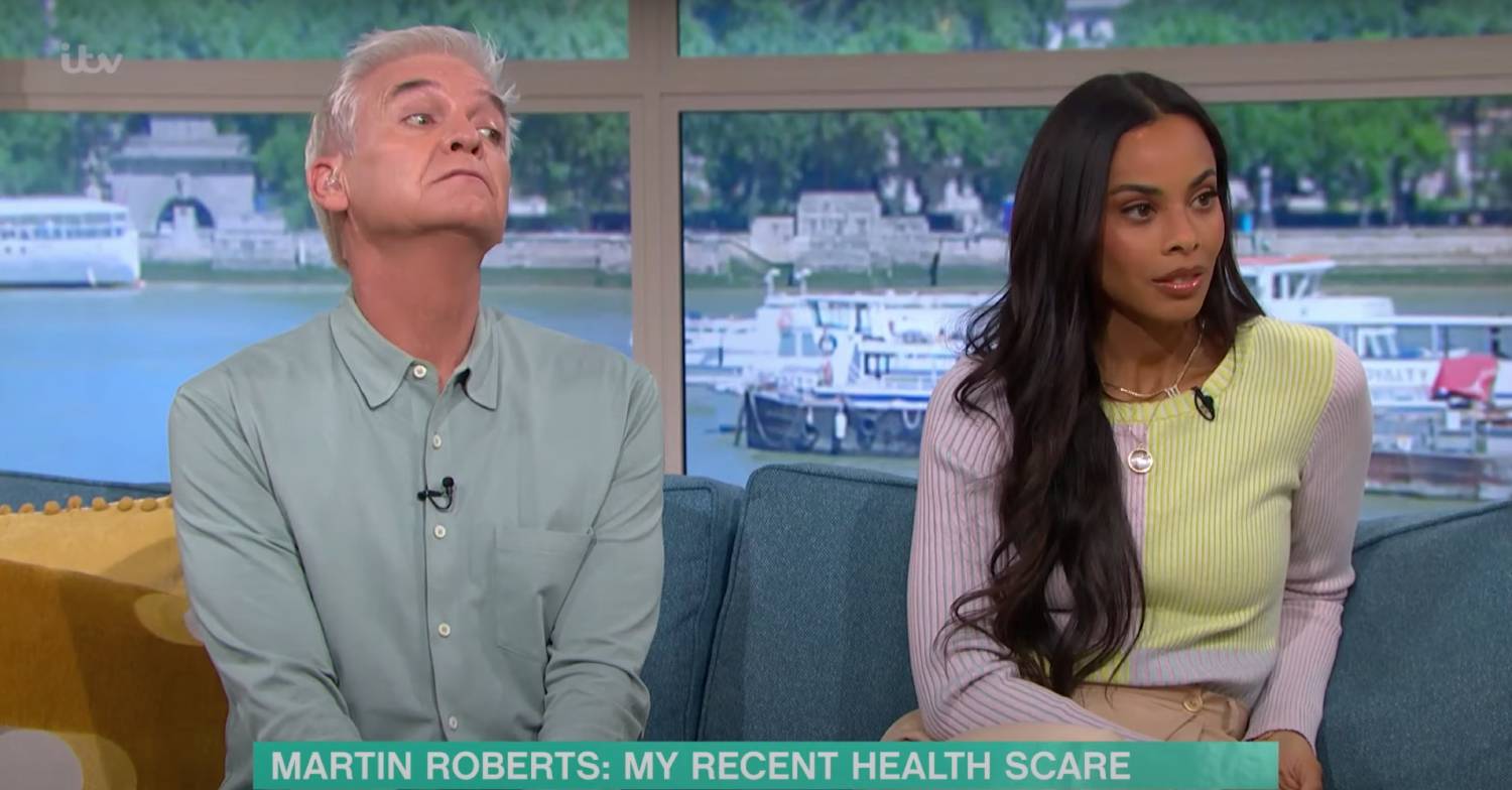 Phillip Schofield raises his chin even higher, sitting with Rochelle Humes