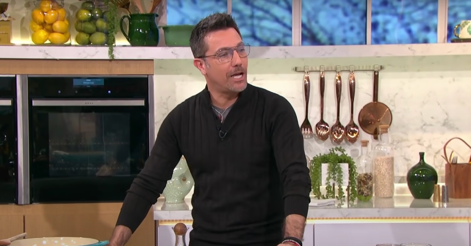 Gino D'Acampo speaking in the This Morning kitchen