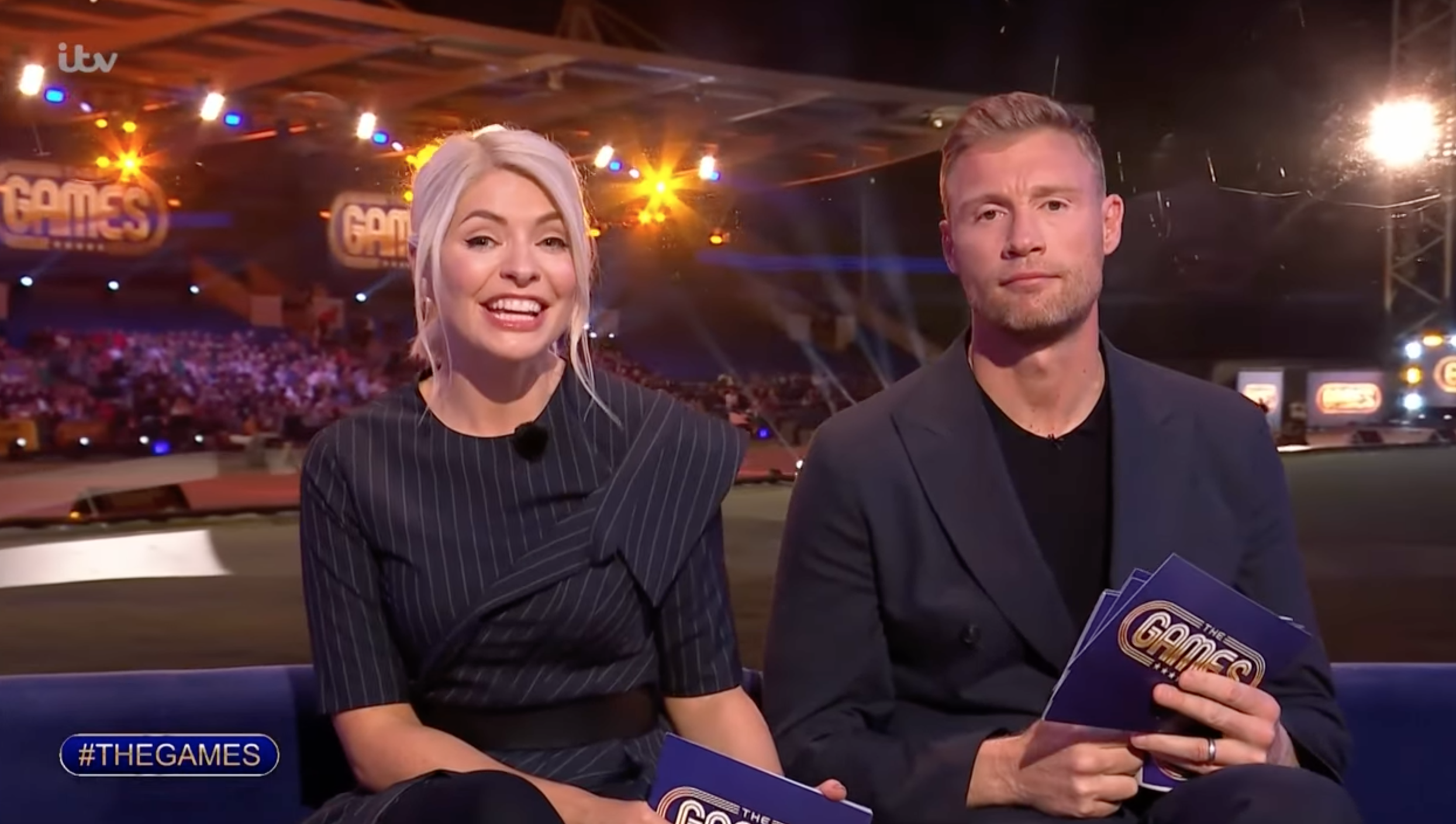 Holly and Freddie presenting on The Games