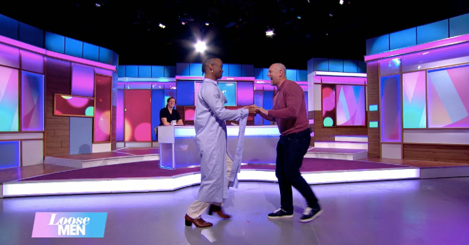 Mike Tindall and Johannes Radebe dancing together on Loose Men on ITV