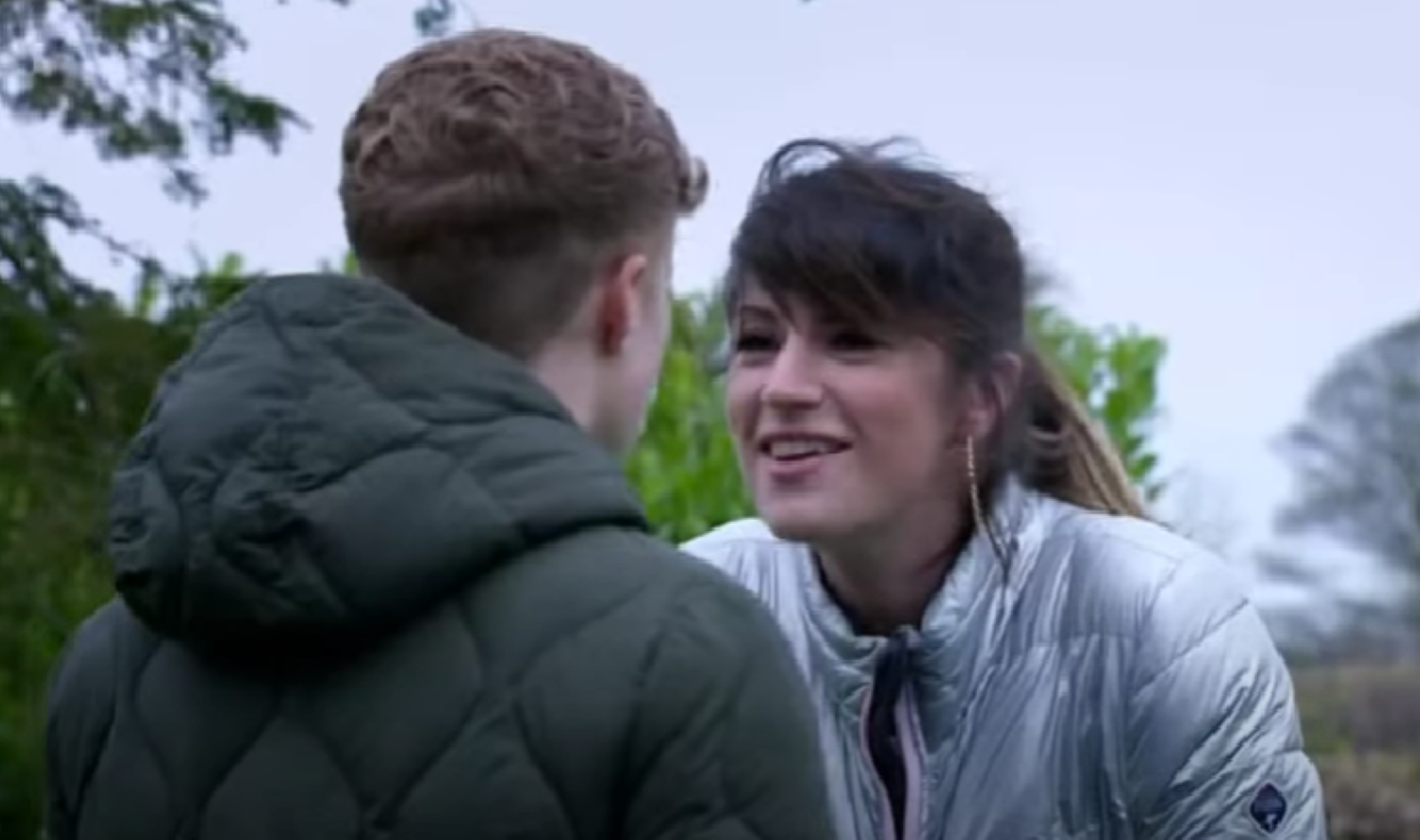 Kerry and Noah in the graveyard in Emmerdale 