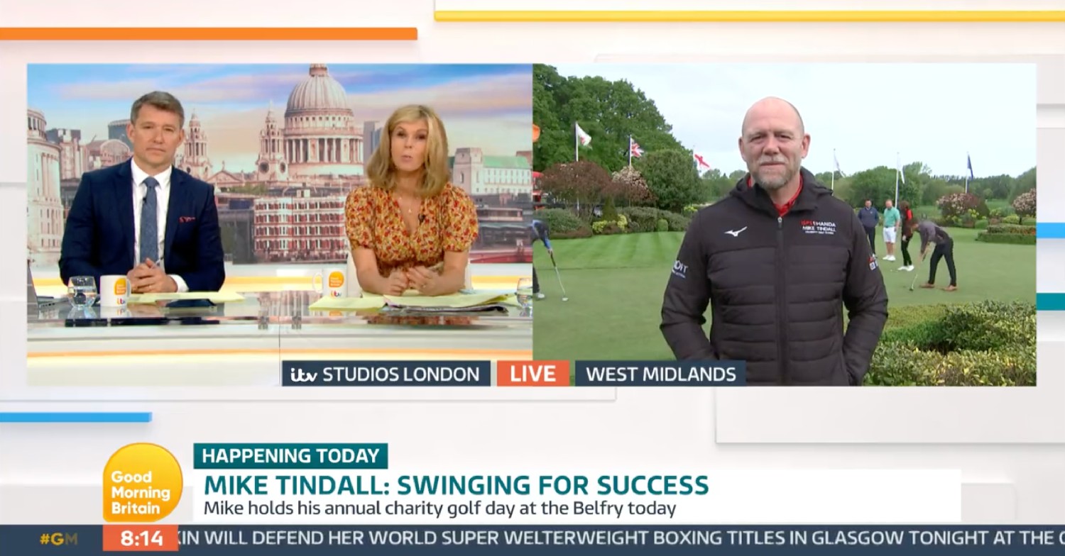 Mike Tindall being interviewed via video link by Kate Garraway and Ben Shephard on GMB today