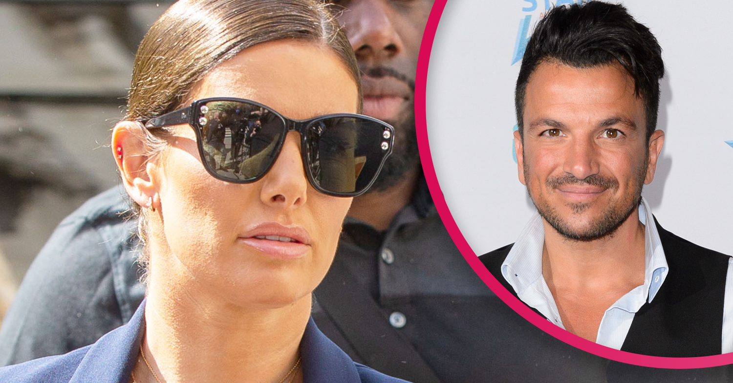 Rebekah Vardy looking glum and happy Peter Andre