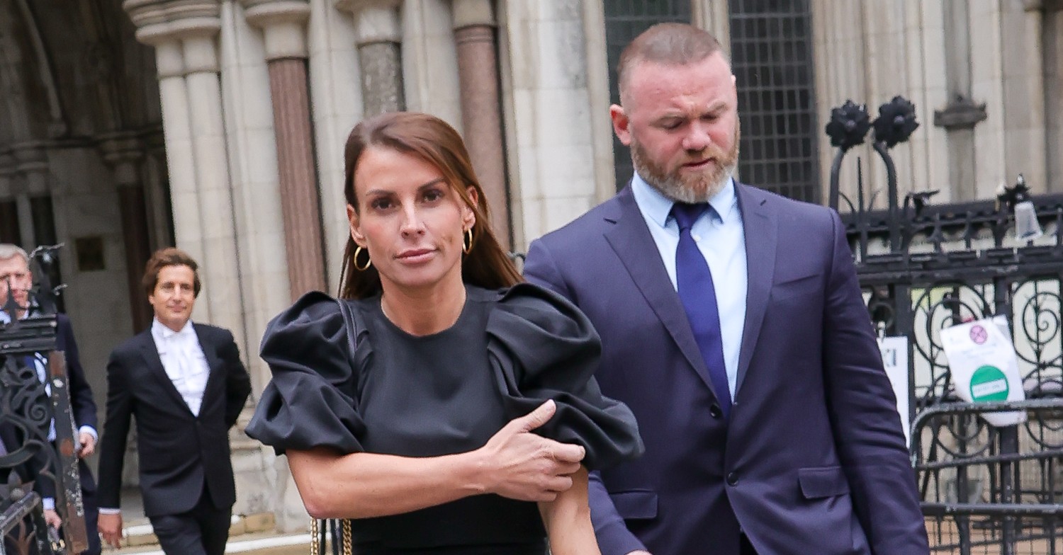 Coleen Rooney with husband Wayne walking out of court at the Wagatha Christie trial