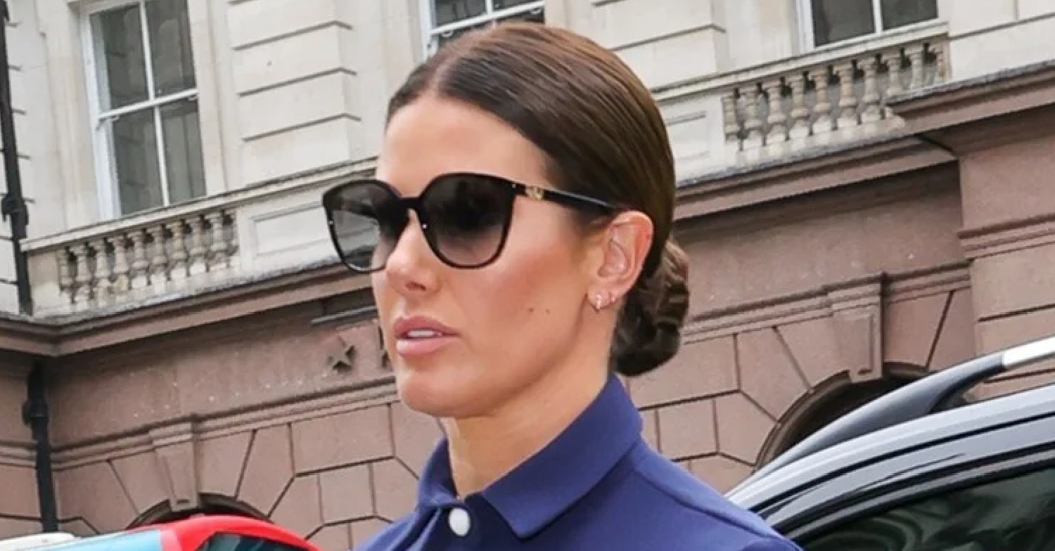 Rebekah Vardy in sunglasses arriving in court