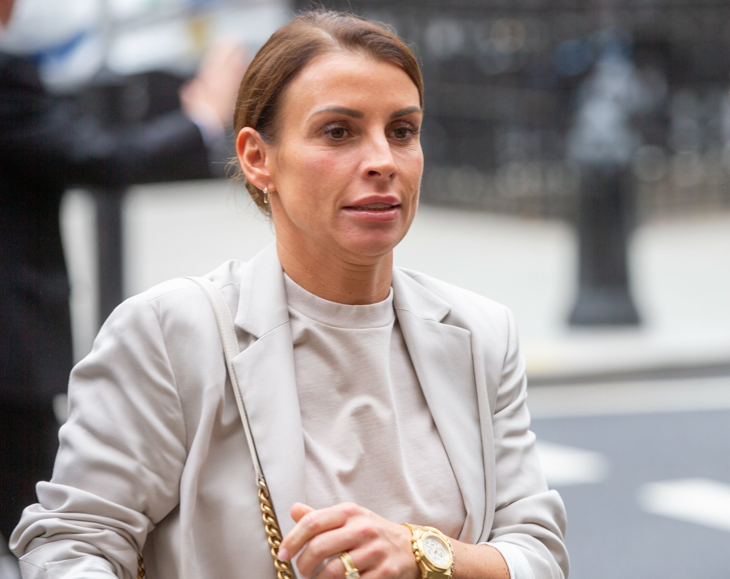 Coleen Rooney arriving at court in trial with Rebekah Vardy