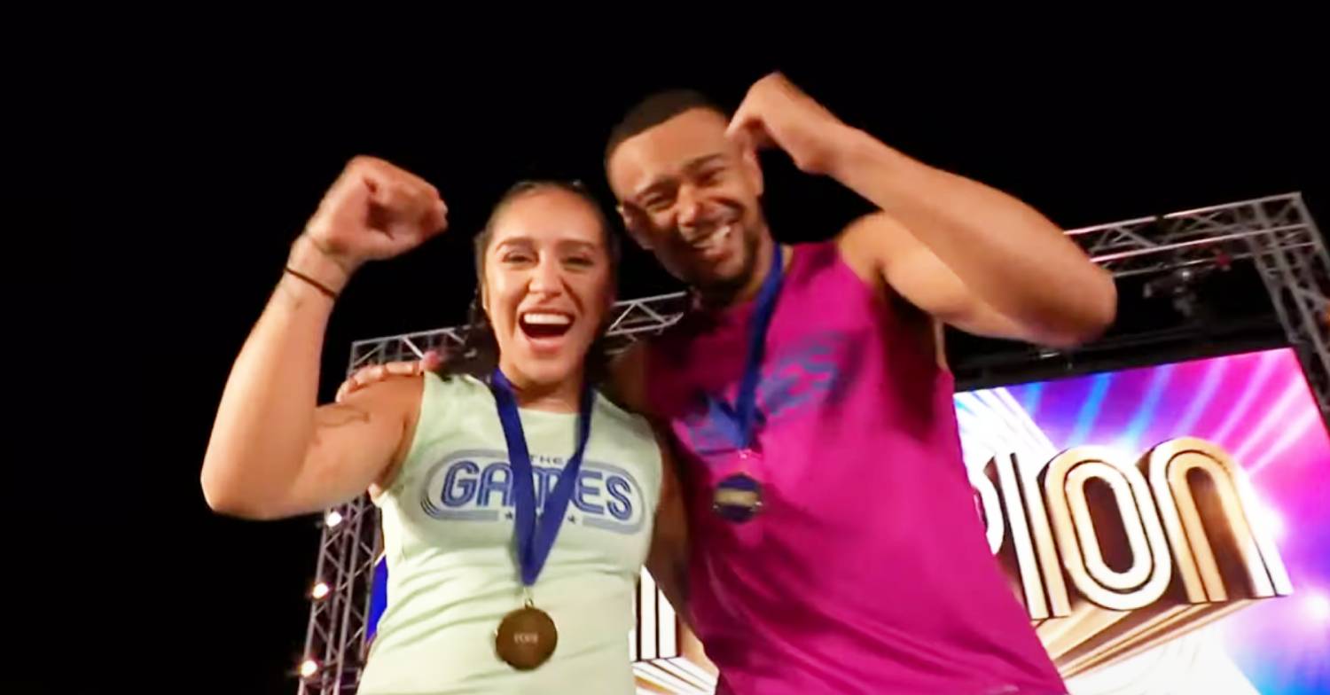 The Games 2022 winners Chelcee Grimes and Wes Nelson celebrate