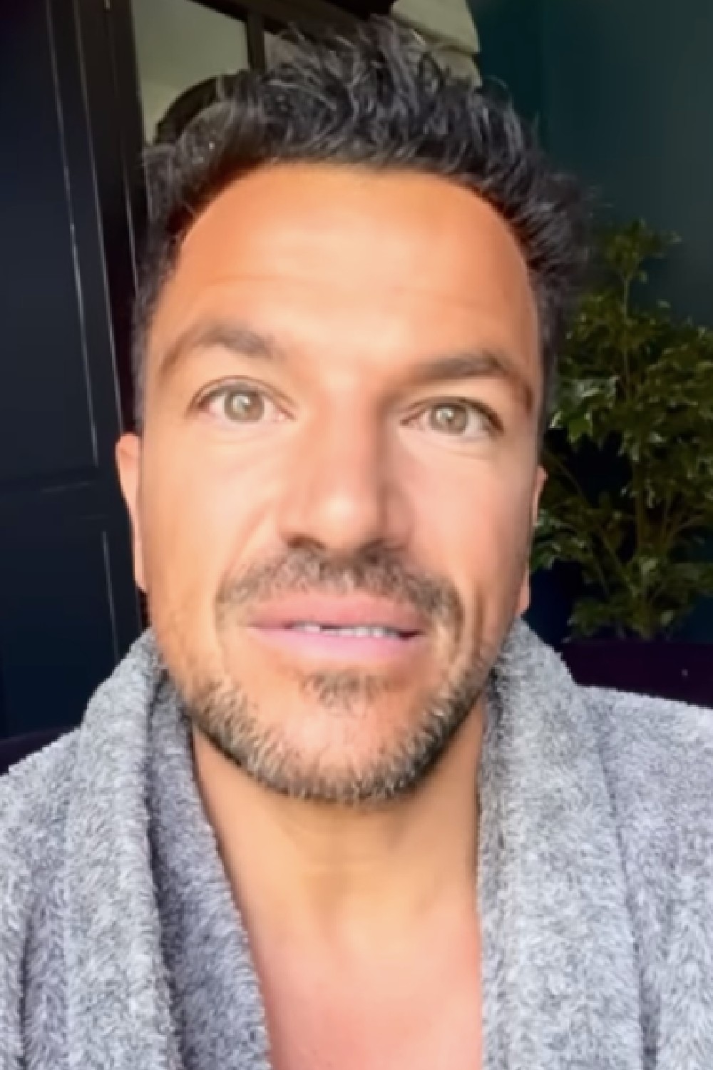 Peter Andre looking serious whilst addressing fans on social media