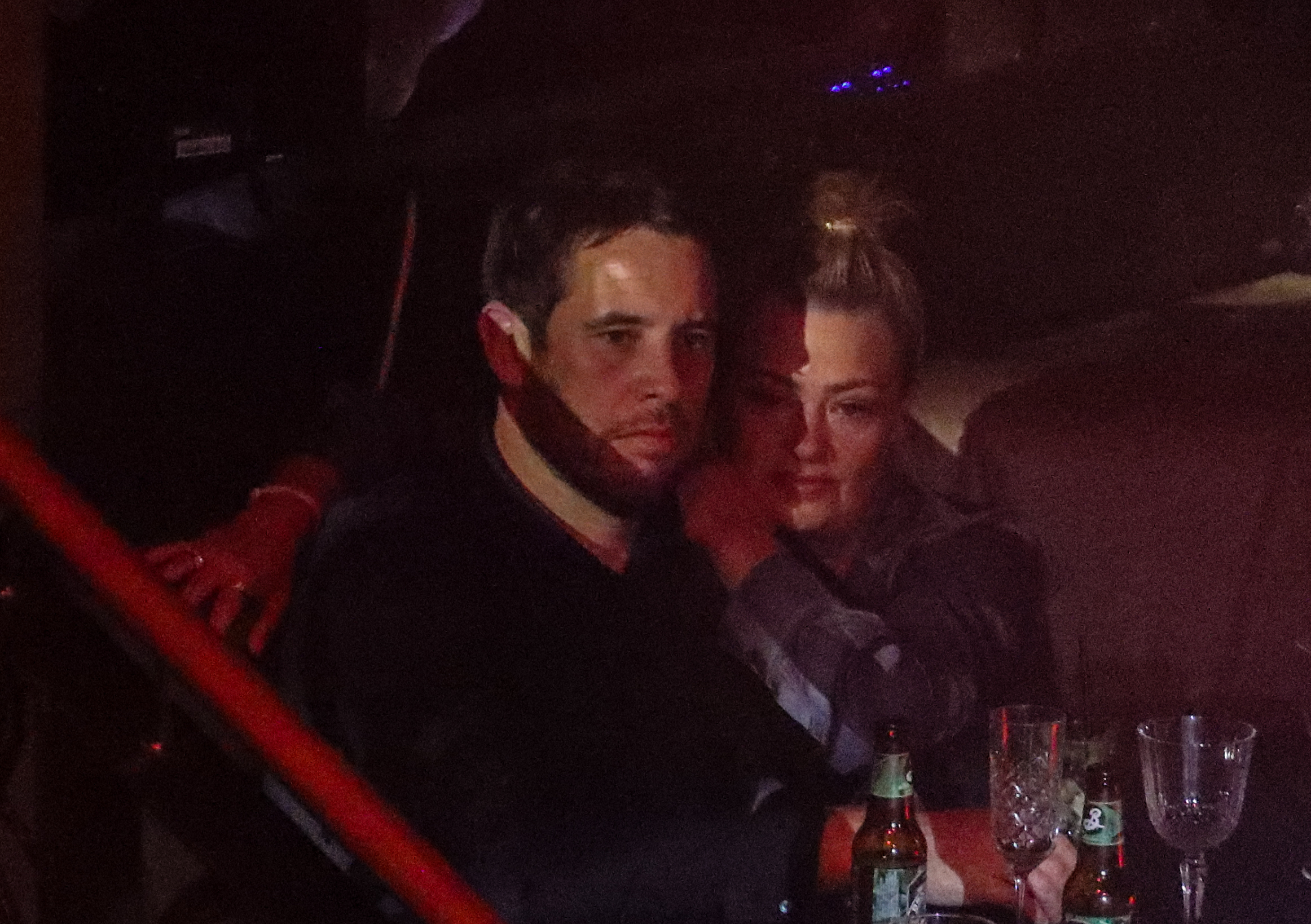 Lisa Armstrong hugging boyfriend James Green in a nightclub