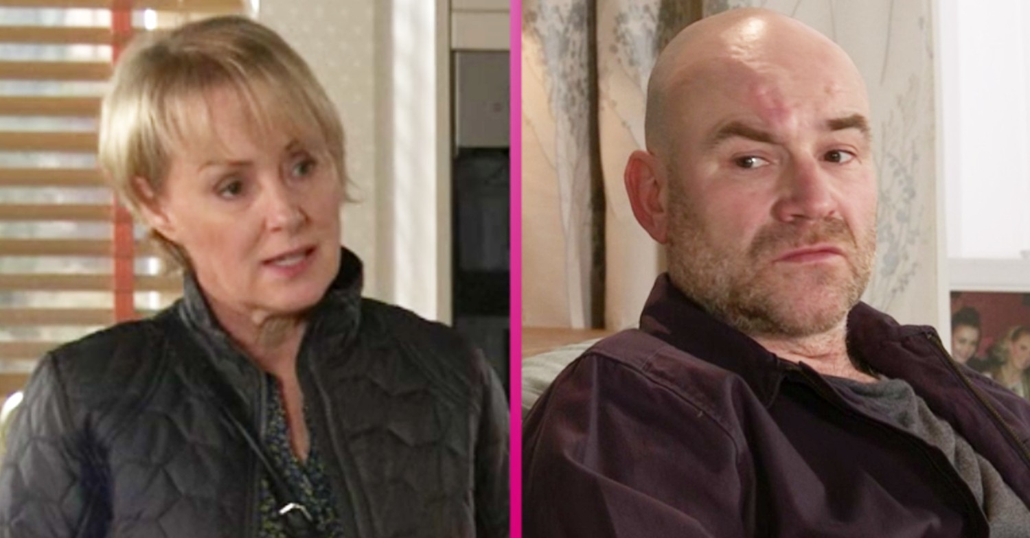 Sally and Tim both looking concerned on Coronation Street