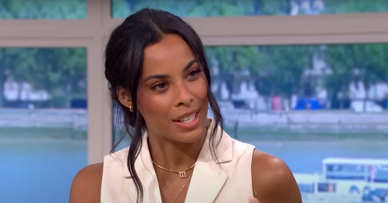 Rochelle Humes in a white dress on This Morning