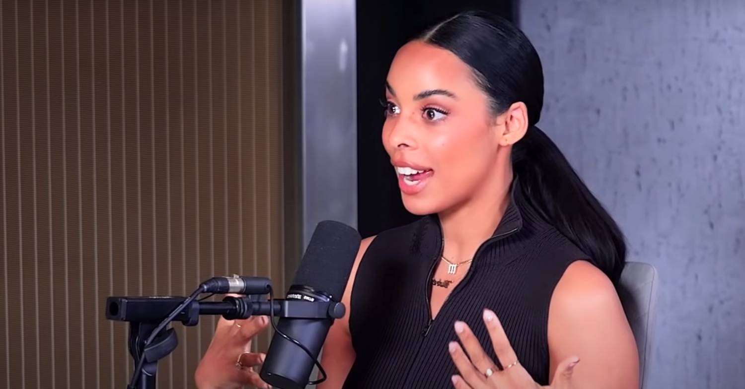 Rochelle Humes speaks on a podcast