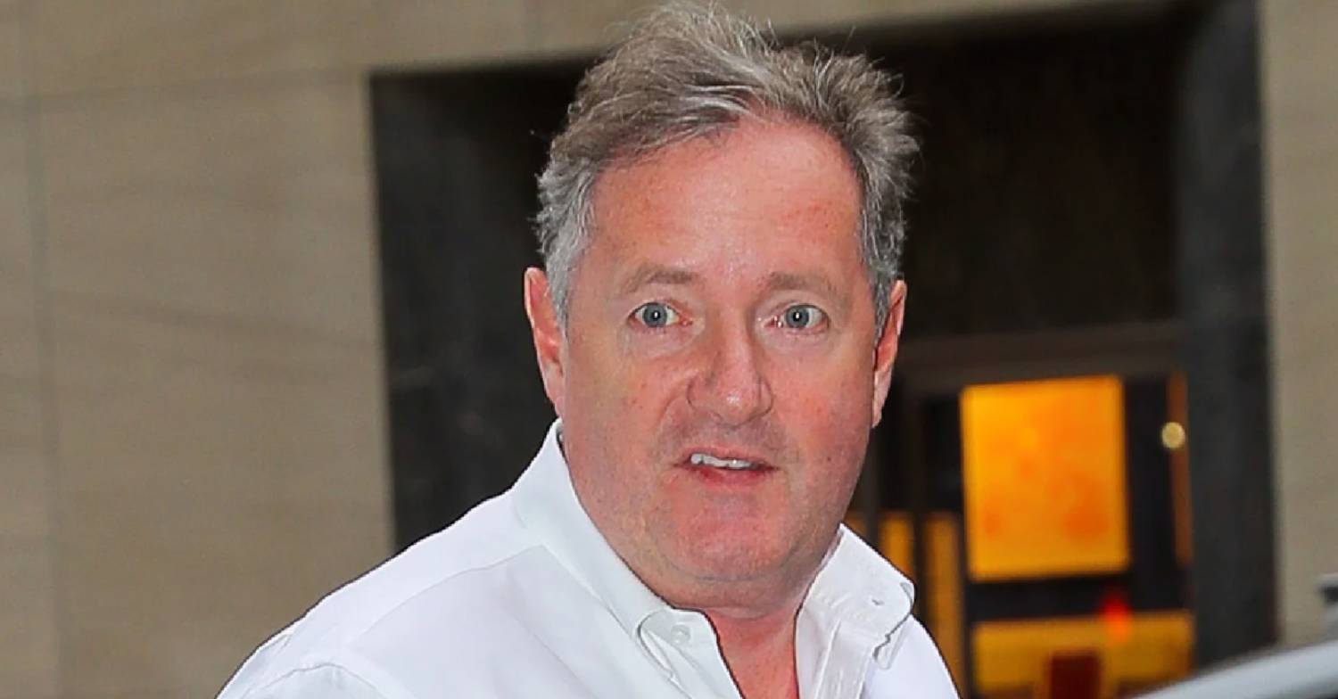 Piers Morgan looks in the direction of a photographer before Denise Welch Twitter spat