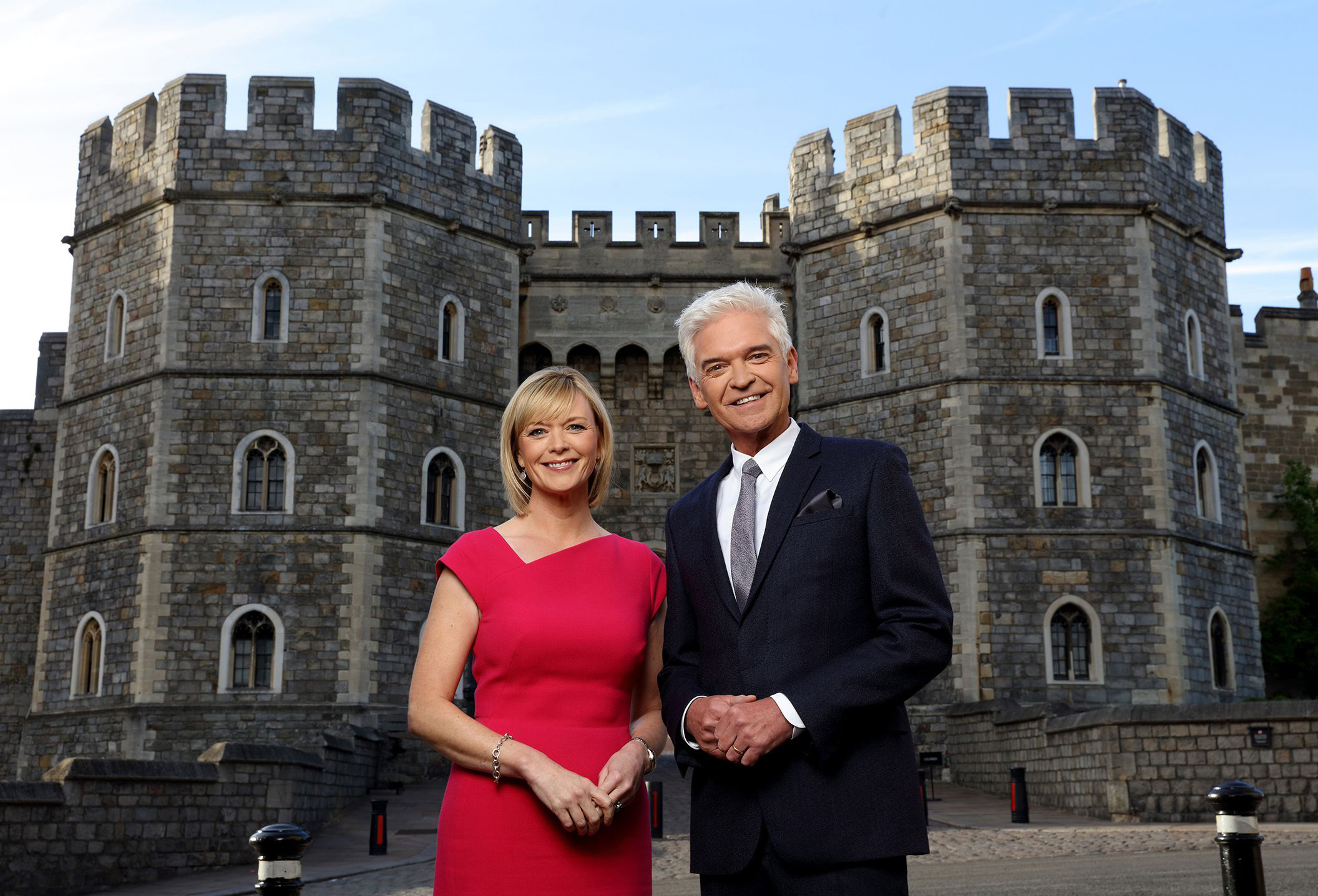 Phillip Schofield and Julia Etchingham outside Windsor Castle