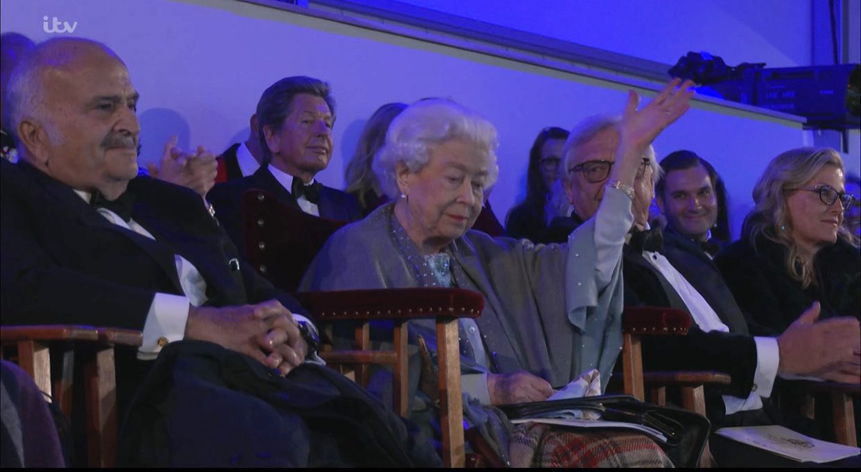 The Queen waves during her platinum jubilee celebration