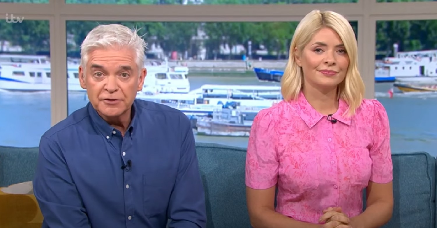 Phillip Schofield and Holly Willoughby in pink dress on This Morning May 16, 2022