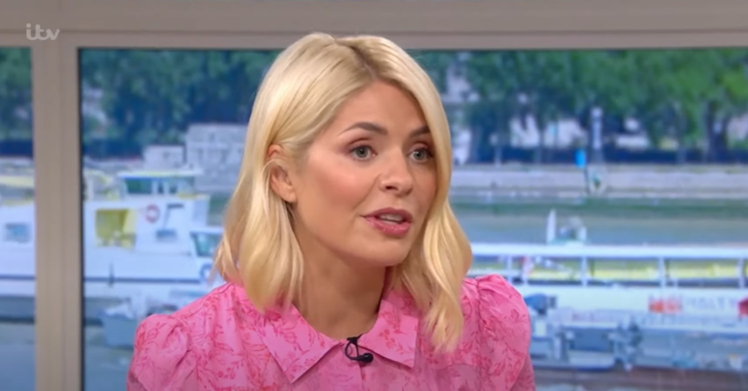 Holly Willoughby in pink floral dress on This Morning May 16, 2022