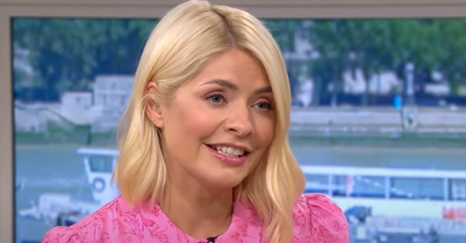 Holly Willoughby in pink floral dress on This Morning May 16, 2022