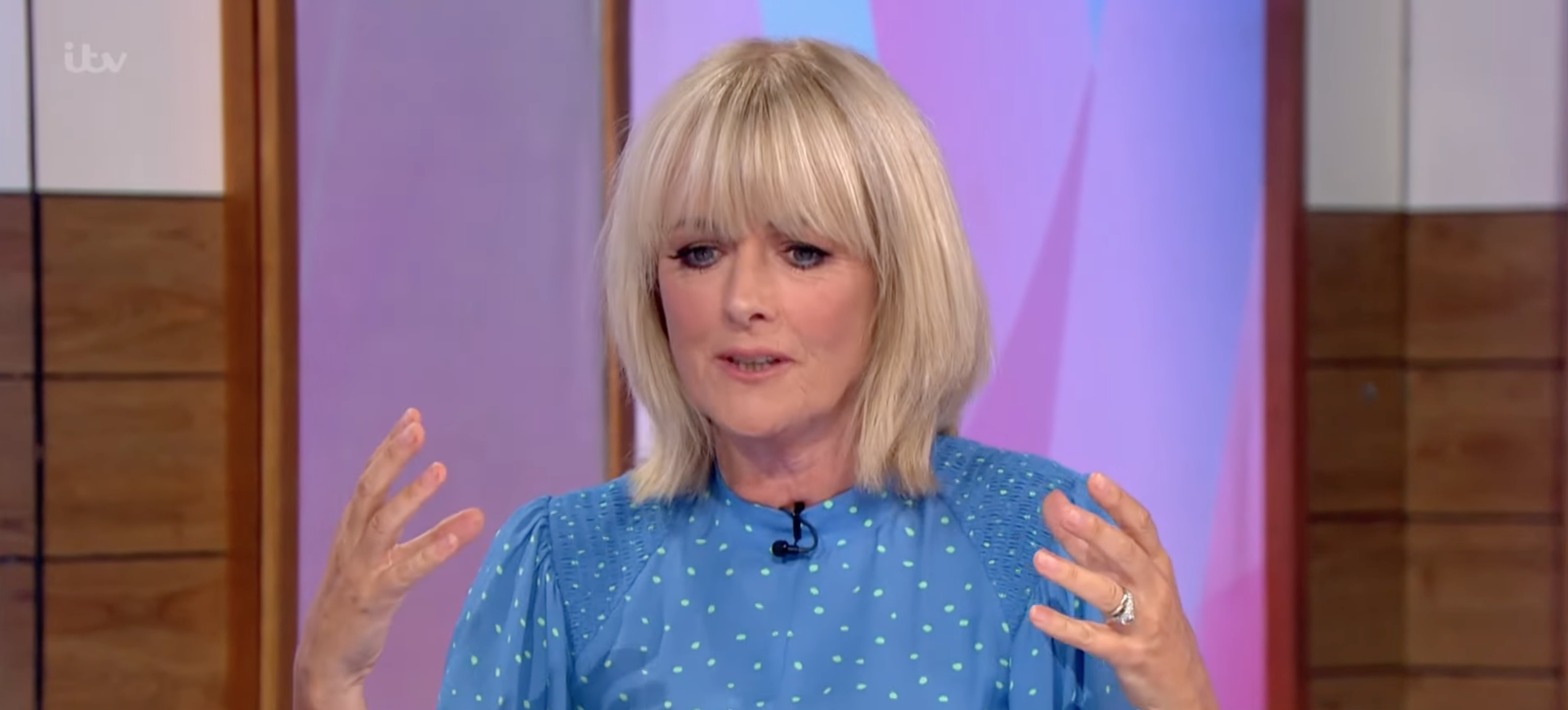 Jane Moore gesticulating on Loose Women today