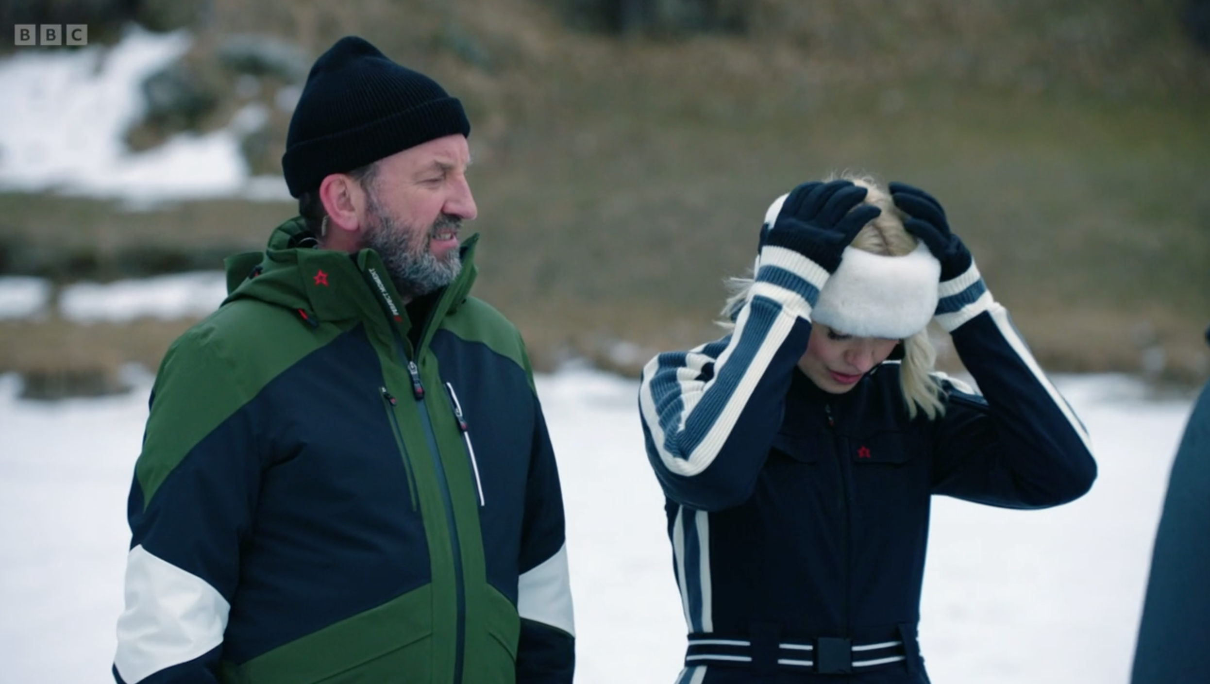 Holly Willoughby with her head in her hands on Freeze The Fear