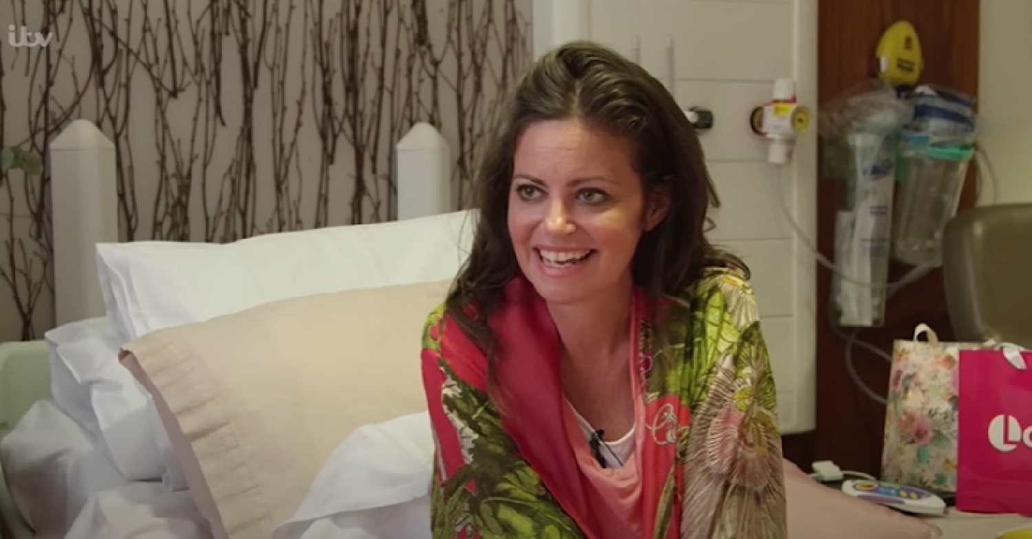 Deborah James smiling in hospital room during Lorraine interview 