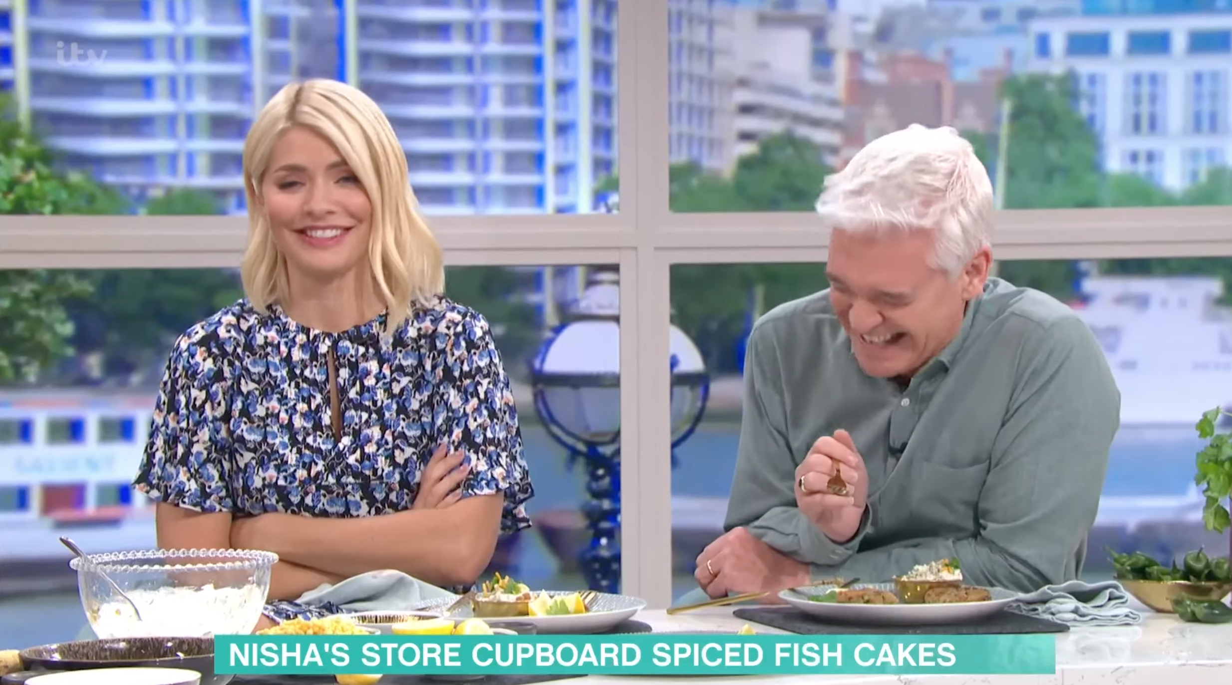 Phillip Schofield laughing at Holly Willoughby on This Morning