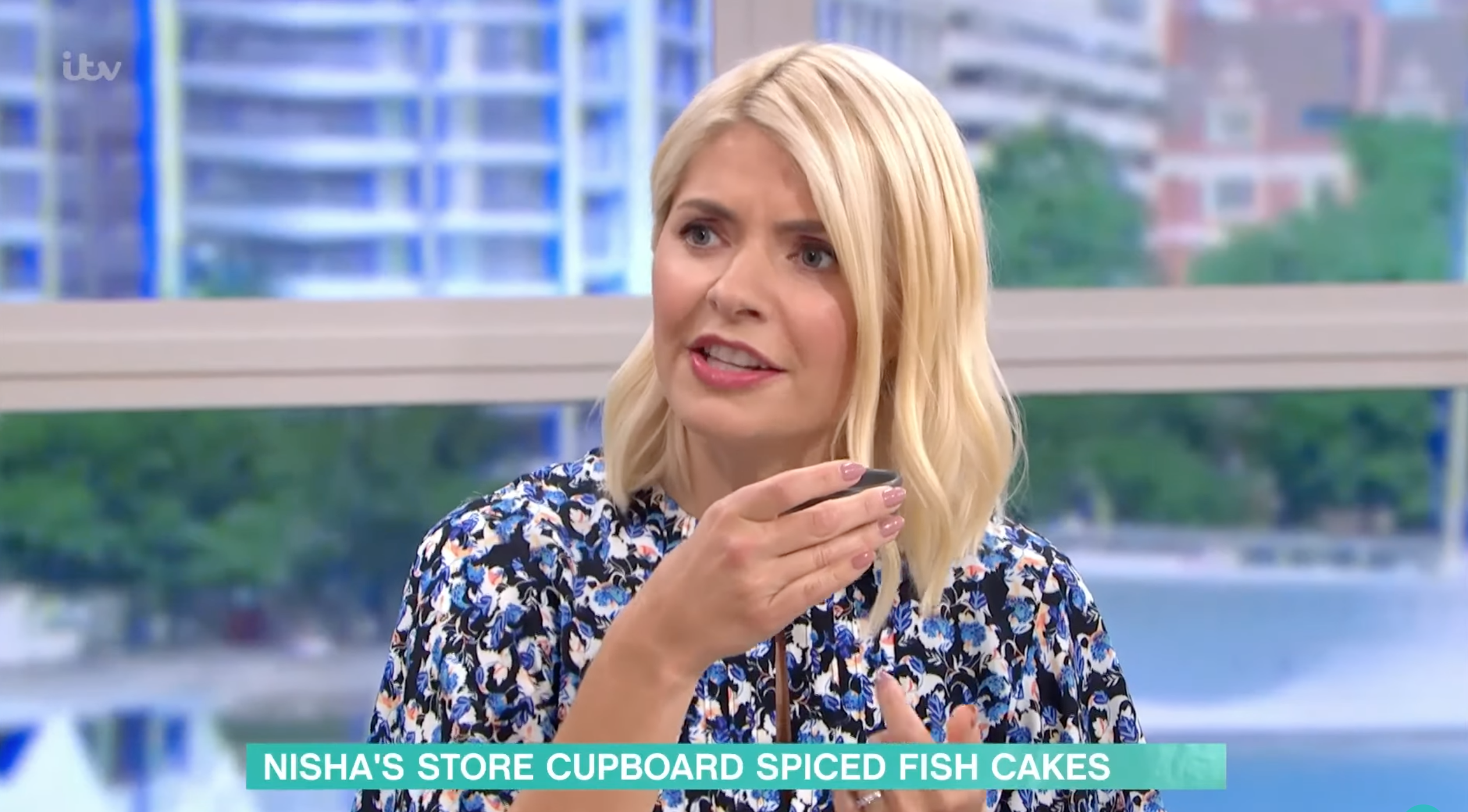 Holly Willoughby looking concerned on This Morning