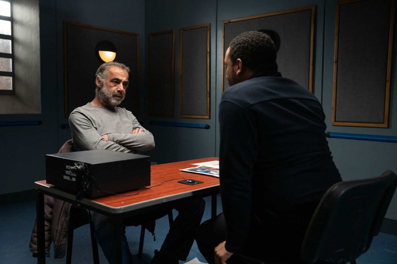 Coronation Street Kevin Webster looks defensive as he is interviewed by police