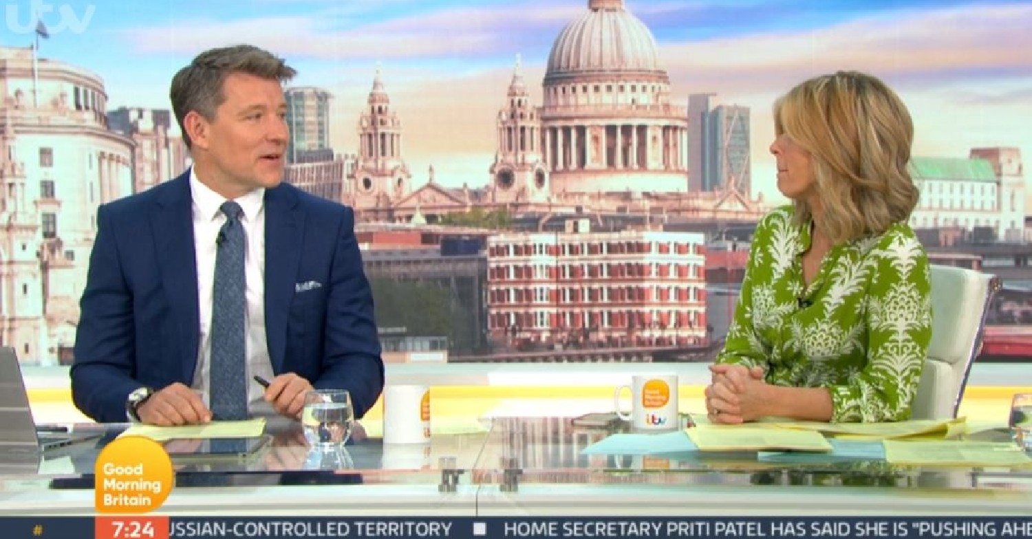Ben Shephard looking and talking to Kate Garraway on GMB May 19, 2022
