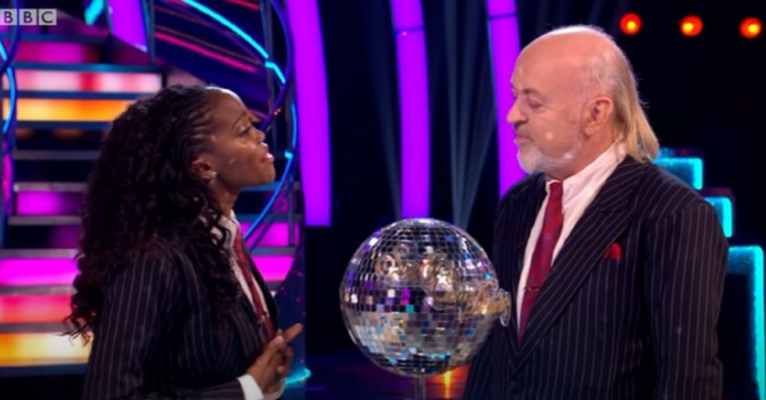 Oti smiling with Strictly partner Bill Bailey (Credit: BBC/YouTube)