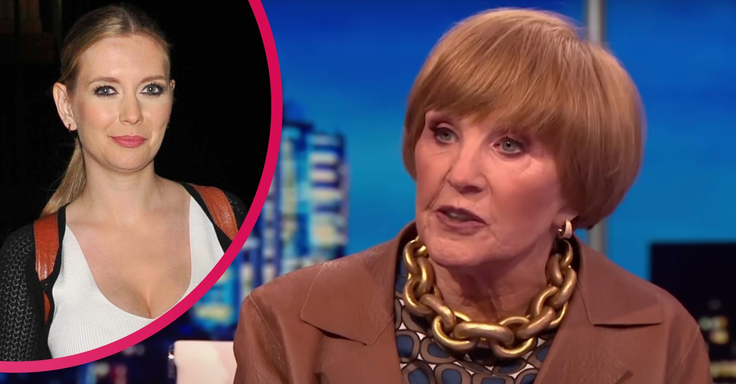 Anne Robinson talking on Piers Morgan Uncensored and Rachel Riley smiling at cameras