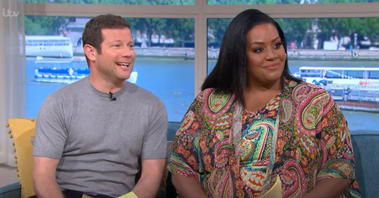 Dermot O'Leary and Alison Hammond smiling and looking towards guests on This Morning on May 20, 2022