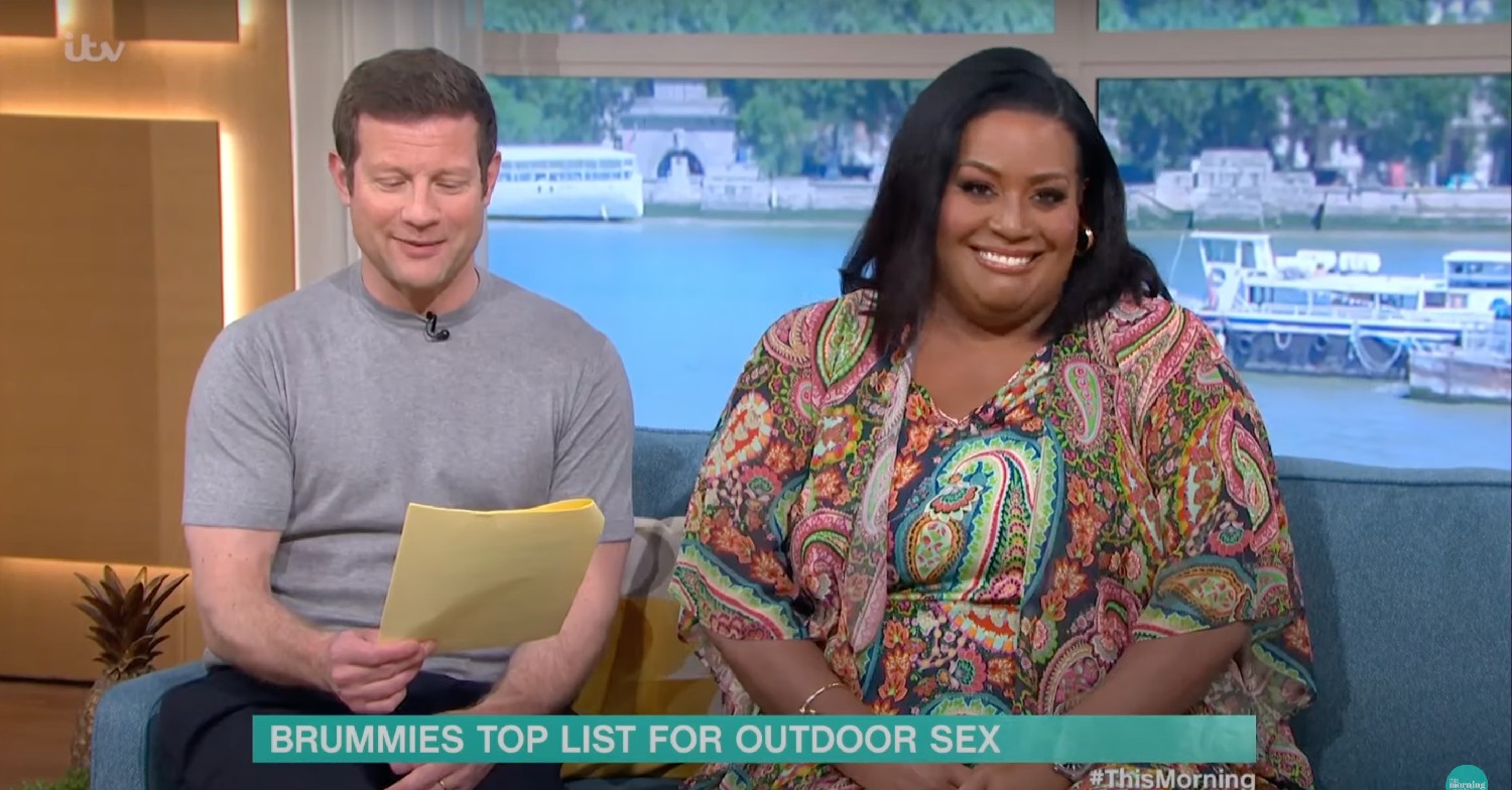 Dermot O'Leary and Alison Hammond laughing on This Morning on ITV 