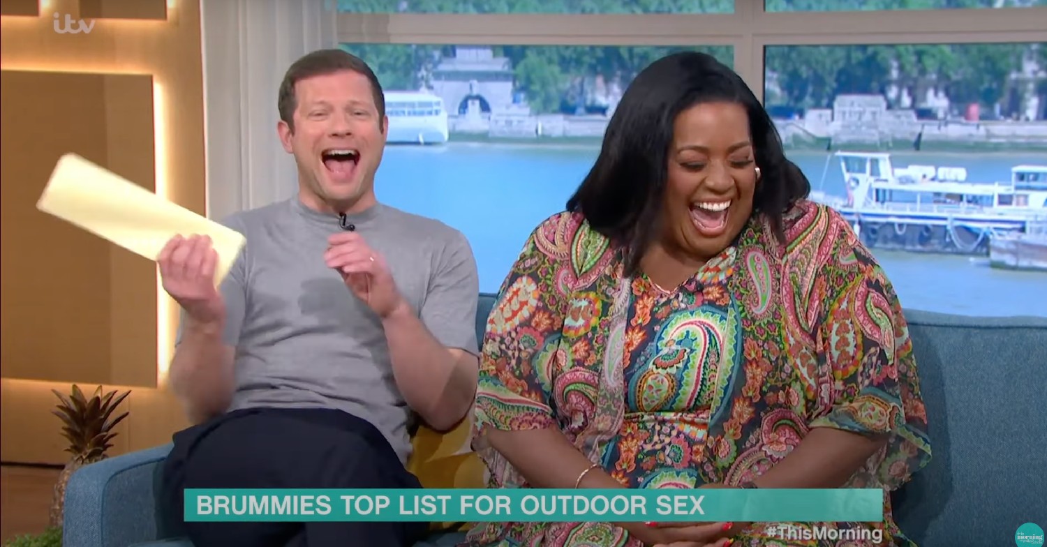 Dermot O'Leary and Alison Hammond laughing on ITV This Morning 
