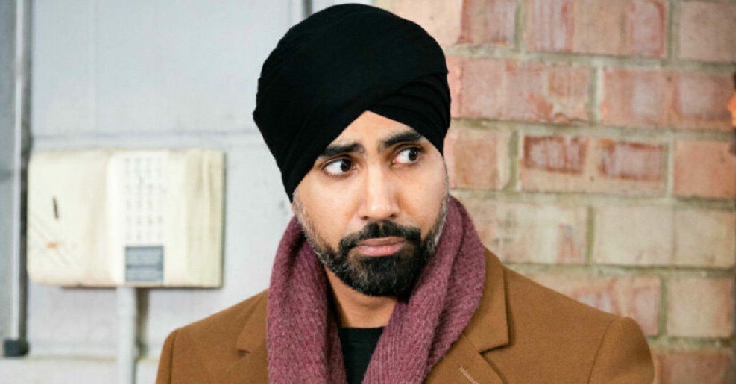 Kheerat Panesar looking confused on EastEnders