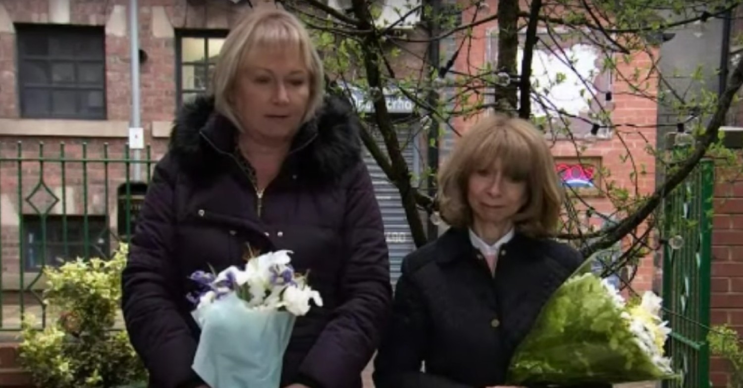Gail and Eileen laid flowers at the memorial in touching scenes last night (Credit: ITV)