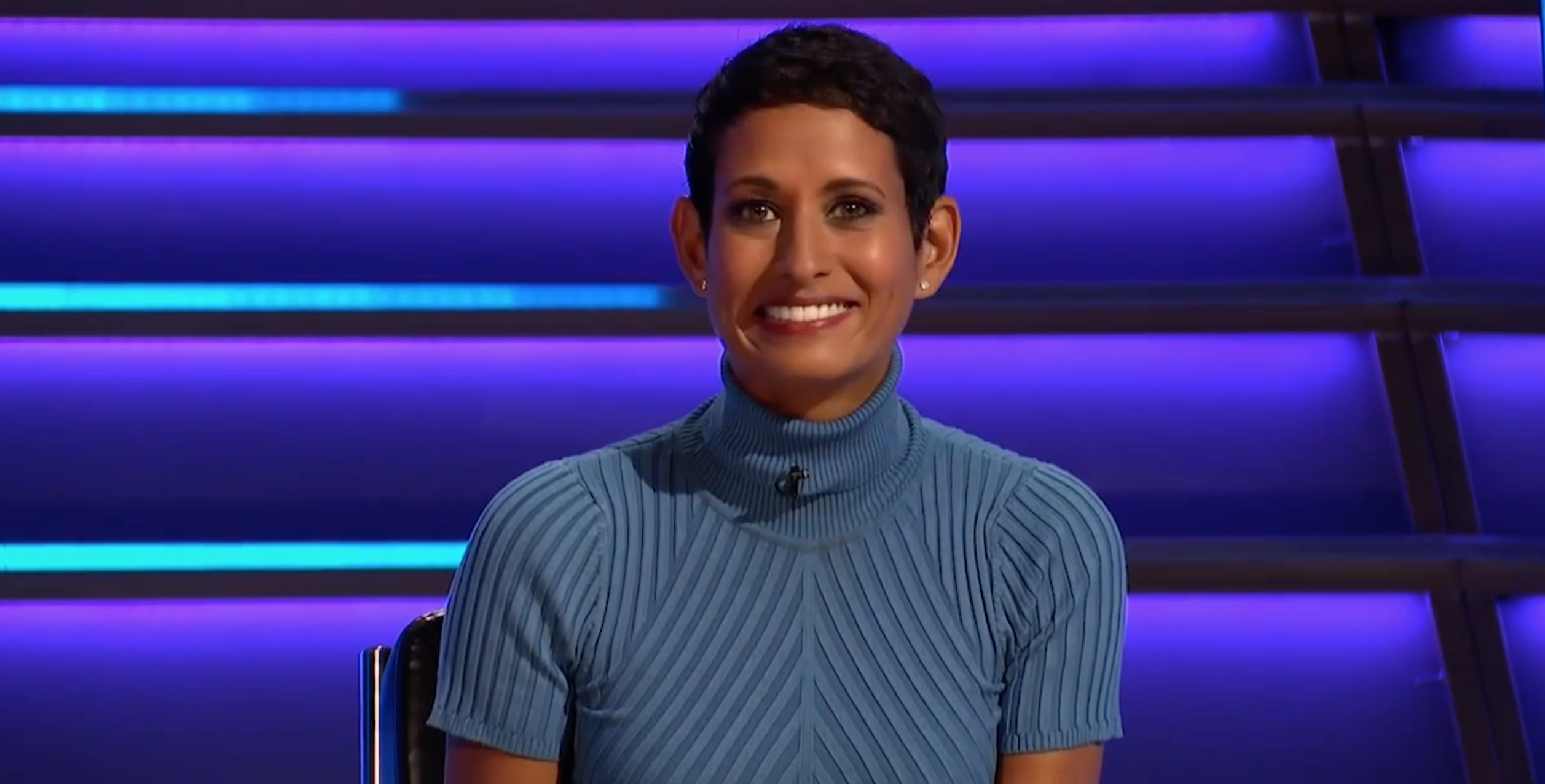 Naga Munchetty smiling on A Question of Sport