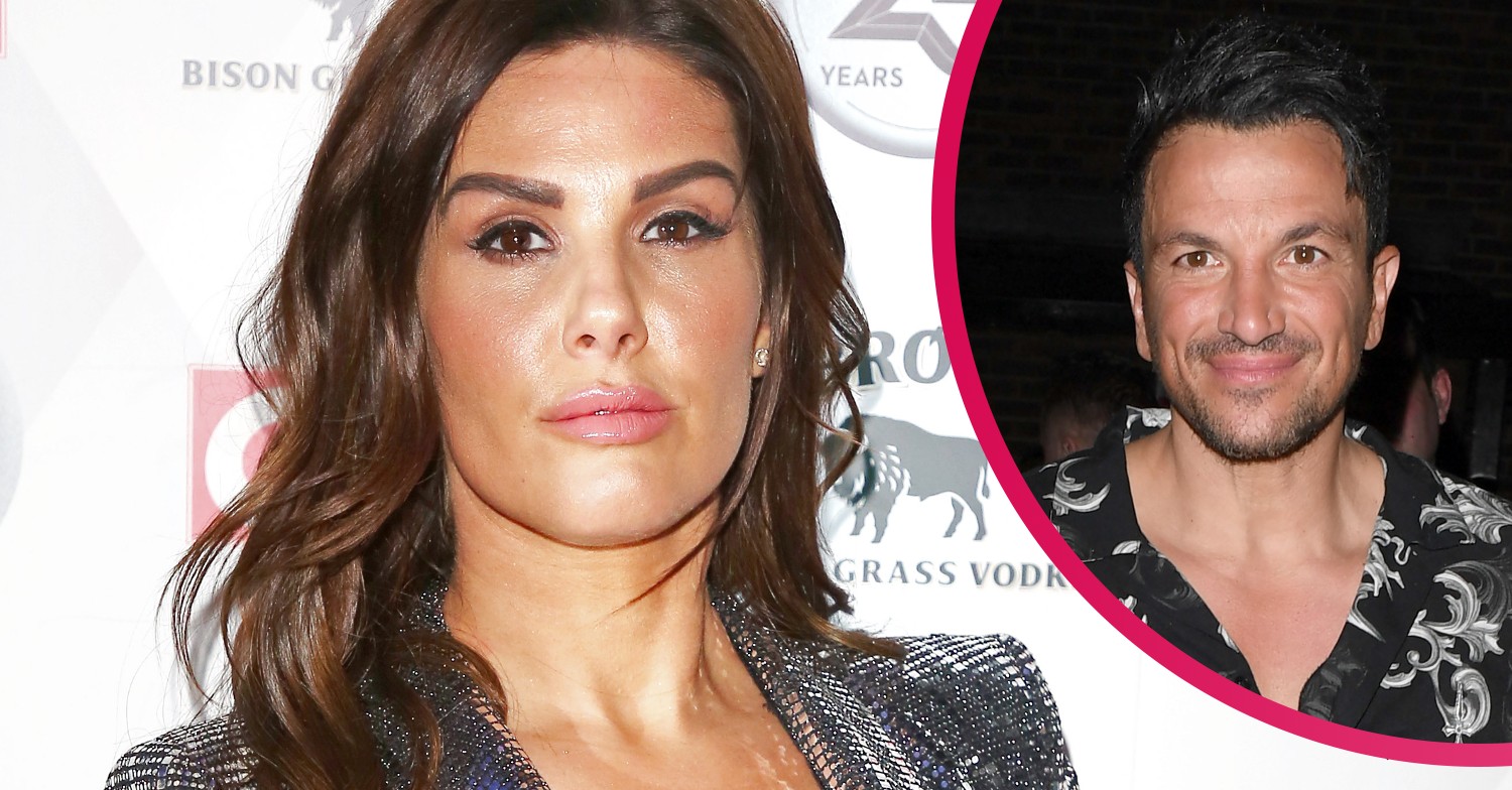 Rebekah Vardy looking angry and Peter Andre looking blankly