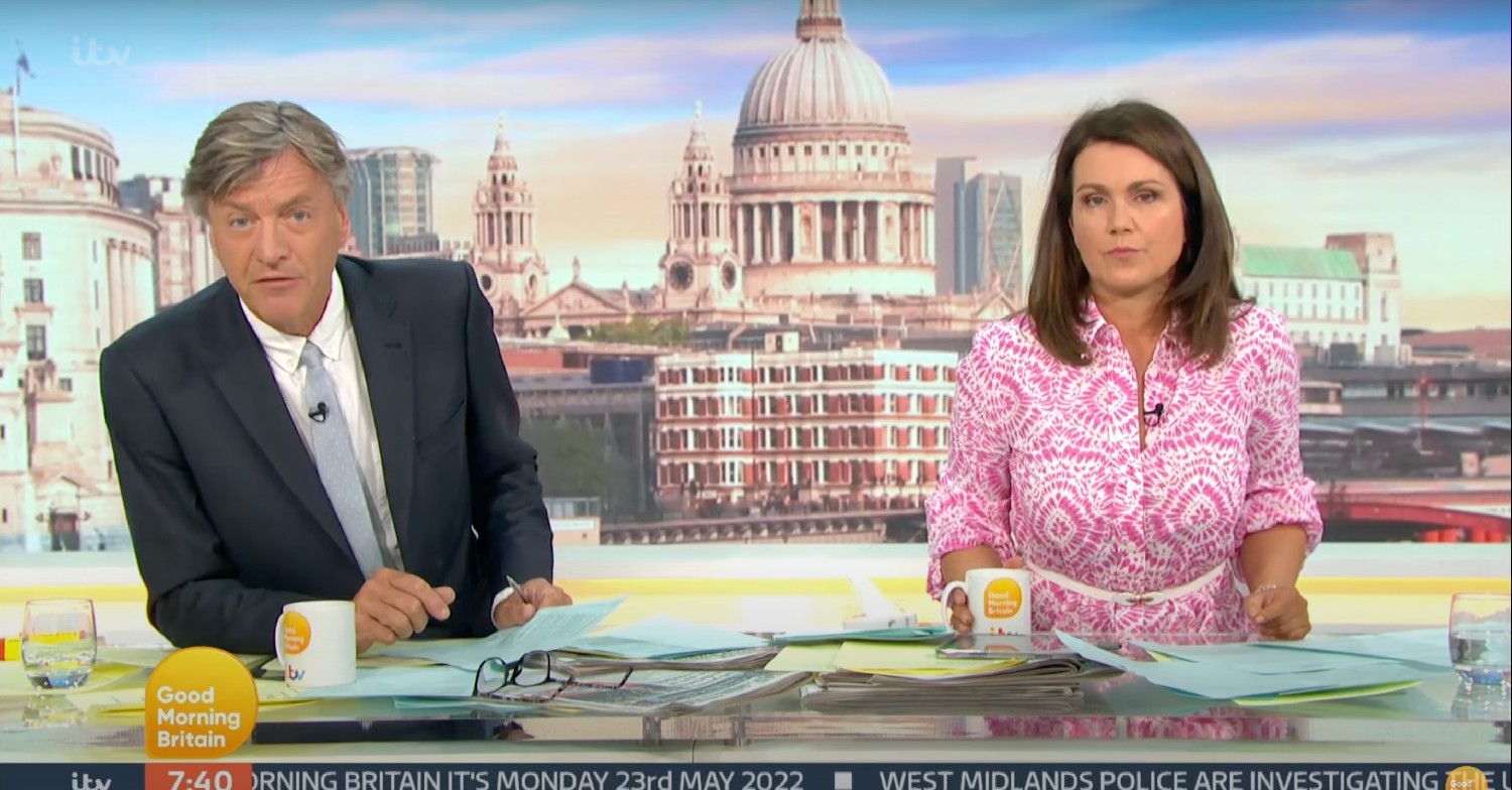 Richard Madeley and Susanna Reid speaking to camera on on GMB today 
