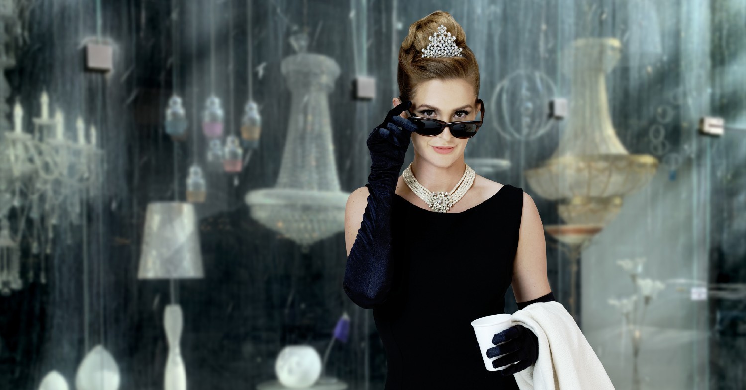 Millie Mackintosh as Audrey Hepburn from Breakfast at Tiffany’s